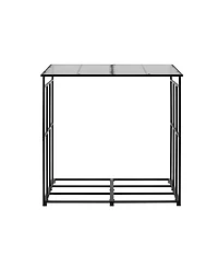 Slickblue 4ft Metal Firewood Rack with Roof for Fireplace Deck Backyard Storage