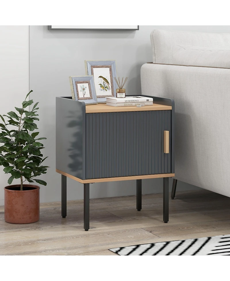 Costway Nightstand Bedside End Table with Door Cabinet for Living Room Bedroom