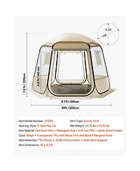 Sugift 10 x 9.2 feet Waterproof Uv-Resistant Pop-Up Bubble Tent Shelter with Windows for 4-8 Persons