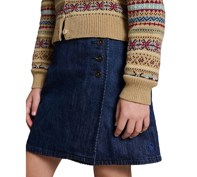 Polo Ralph Lauren Girls' 7-16 Denim Wrap Skirt