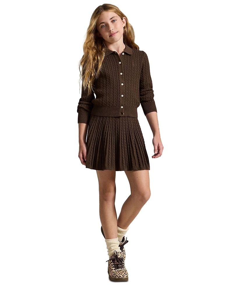 Polo Ralph Lauren Girls' 7-16 Cotton Cardigan and Skirt