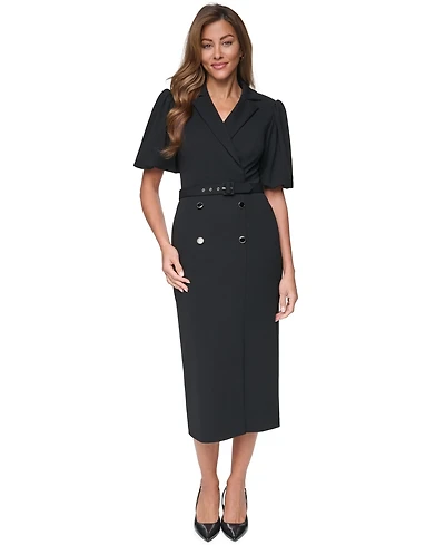 Eliza J Women's Puff-Sleeve Short-Sleeve Sheath Midi Dress