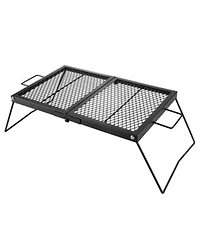 Sugift 24 inches Folding Campfire Grill Grate with Legs Handle Heavy Duty Steel Mesh for Fire Pit