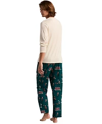 Perry Ellis Portfolio Men's Deluxe Touch City Santa's Holiday Drawstring-Waist Sleep Pants