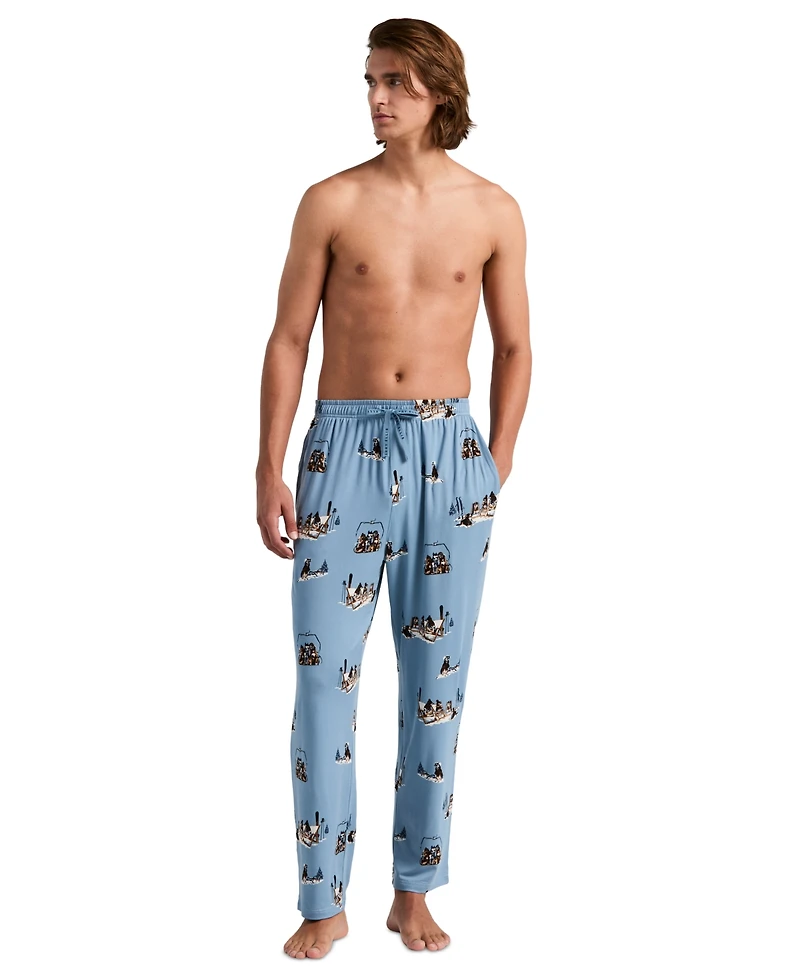 Perry Ellis Portfolio Men's Deluxe Touch Apres Ski Pup Print Jersey Sleep Pants
