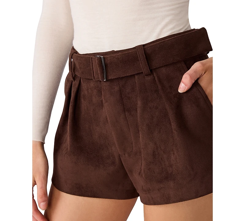 Steve Madden Women's Evanda High-Waisted Pleated Shorts, 2" Inseam