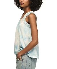 Lucky Brand Women's Tie-Dye Crochet Scoop Neck Tank