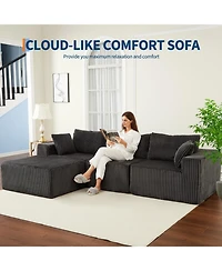 homfan Oversized Modular Sectional, Cloud-Like Comfort L-Shaped- Couch Luxury Corduroy Fabric, Convertible Sofa Bed Living Room