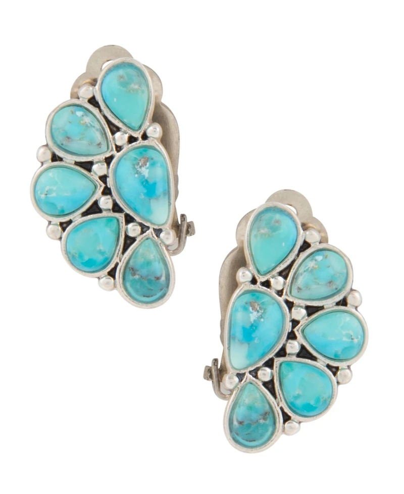 Barse Durango Blue Turquoise Silver Clip Earrings