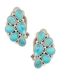 Barse Durango Blue Turquoise Silver Clip Earrings