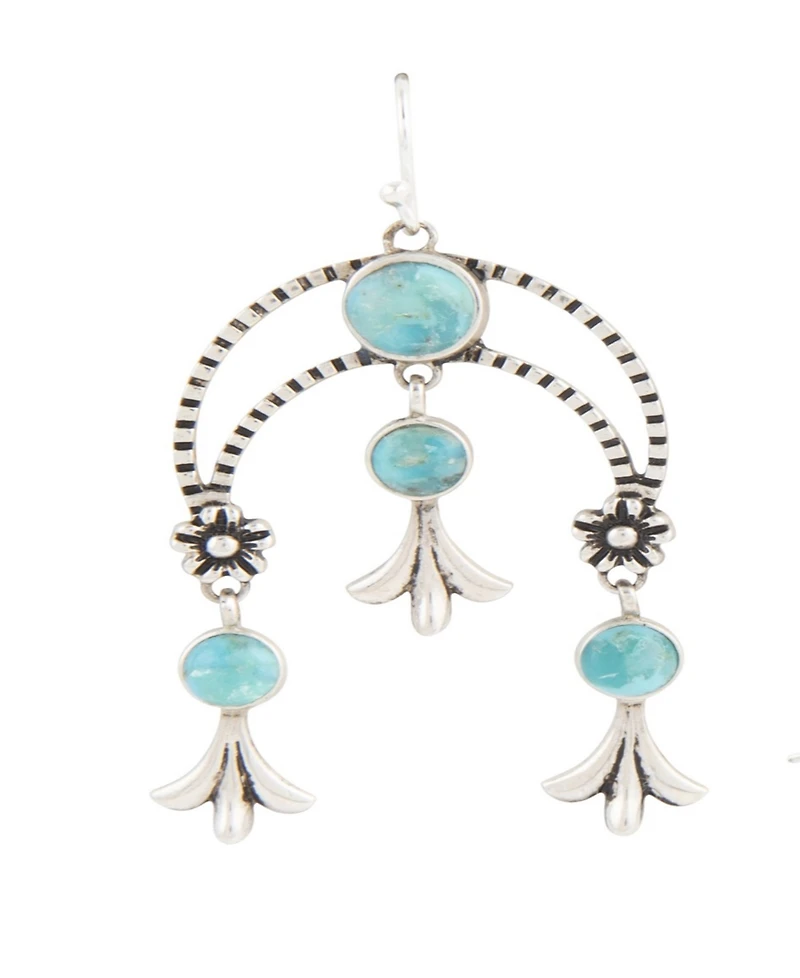 Barse Floral Chandelier Blue Turquoise Silver Earrings