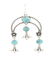 Barse Floral Chandelier Blue Turquoise Silver Earrings