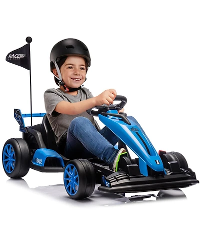homfan High-Speed 24V Drift Go Kart, Adjustable Seat, Dual Motors, Up to 8.5MPH, Eva Silent Wheels, Max 135lbs