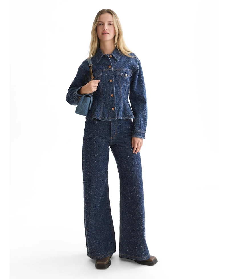 Scotch & Soda Women's Peplum Waisted Textured Weave Denim Jacket
