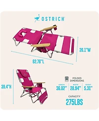 Ostrich The Woody Backpack 3N1 Chair Cooler Bag and Reclining Lounger, Pink