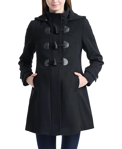 kimi + kai Maternity Wool-Blend Detachable Hood Duffle Coat