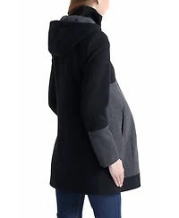 kimi + kai Maternity Tessa Hooded Wool-Blend Colorblock Coat