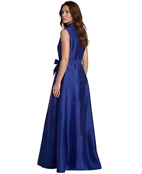 Rene Ruiz Occasion Women's SleevenessWrap around embellished Floral Mikado A-line gown