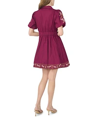 CeCe Women's Embroidered-Pintuck Puff-Sleeve Mini Dress