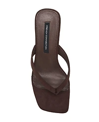 French Connection Women's Trinity Faux Suede Thong Kitten Heel