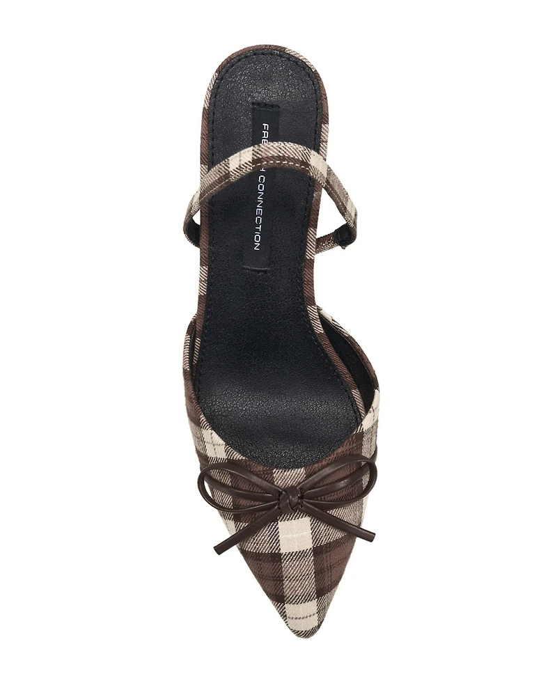 French Connection Women's Bowy Plaid Kitten Heel