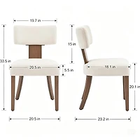 homfan Mid-Century Upholstered Dining Chair, Armless Seat with Padded Cushion and Rectangular Backrest for Spaces Home Interiors