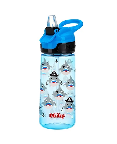 Nuby Push Button Flip-it Soft Spout Tritan Water Bottle, 18 Oz