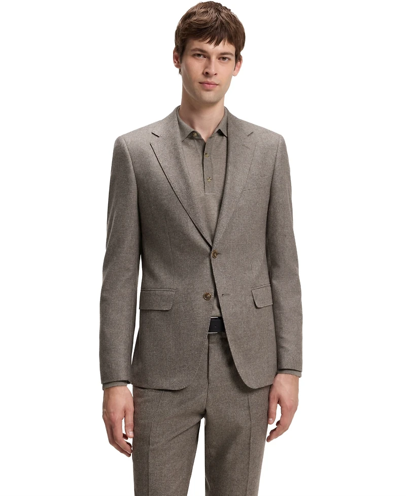 Boss by Hugo Men's Virgin Wool Slim-Fit Patterned Suit