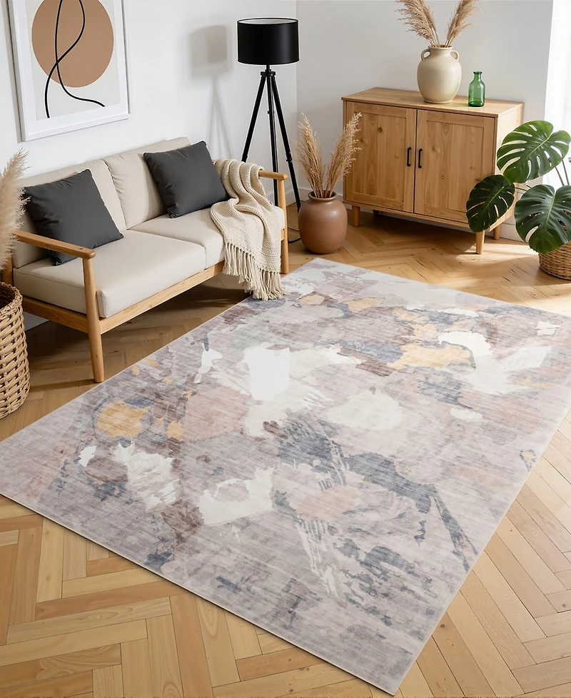 Mink Home Homewell Machine Washable HAM4001 4'11"x6'11" Area Rug