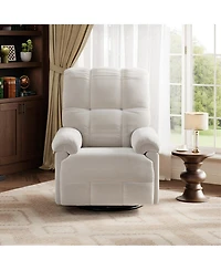 homfan Recliner Chair, 360 degrees Swivel Rocker Glider with Padded Armrest and Deep Seat, Chenille Upholstered Chair for Living Room, Bedroom
