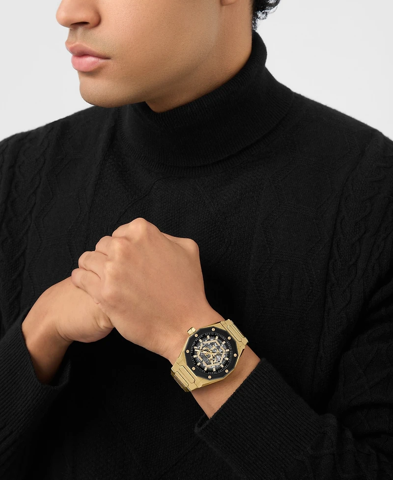 Philipp Plein Deluxe Men's Ip Yellow Gold Stainless Steel Bracelet Watch 44mm