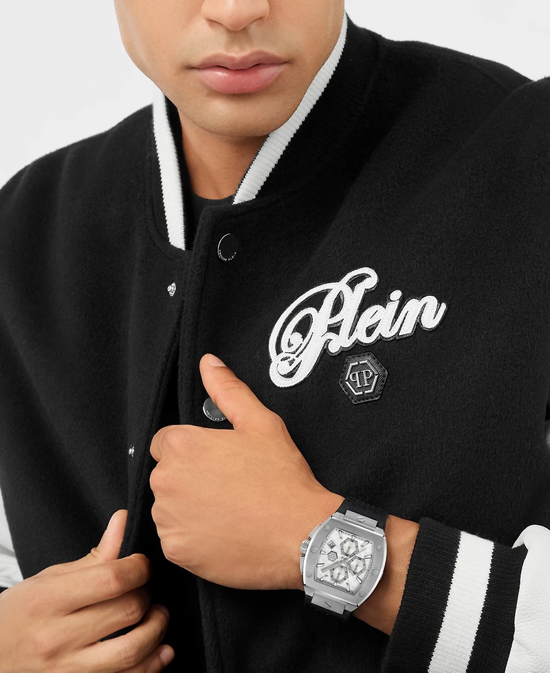 Philipp Plein Hexagon Phantom Men's Black Silicone Strap Watch 44mm