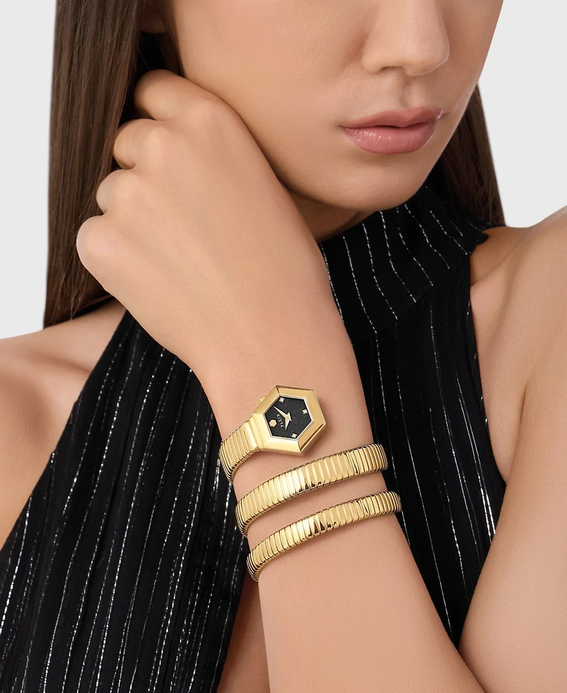 Philipp Plein nake Hexagon Women's Ip Yellow Gold Stainless Steel Bracelet Watch 24mm