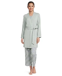 Lands' End Women's Cooling 3 Piece Pajama Set - Tank Crop and Robe