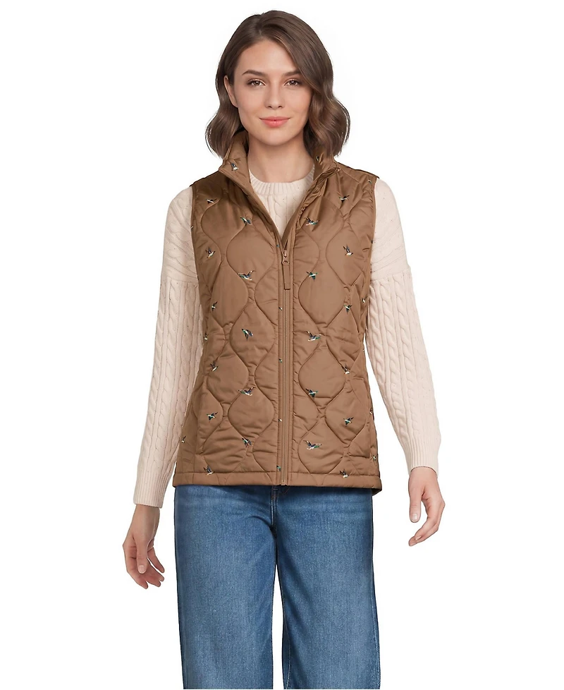 Lands' End Women's Print FeatherFree Quilted Insulated Vest