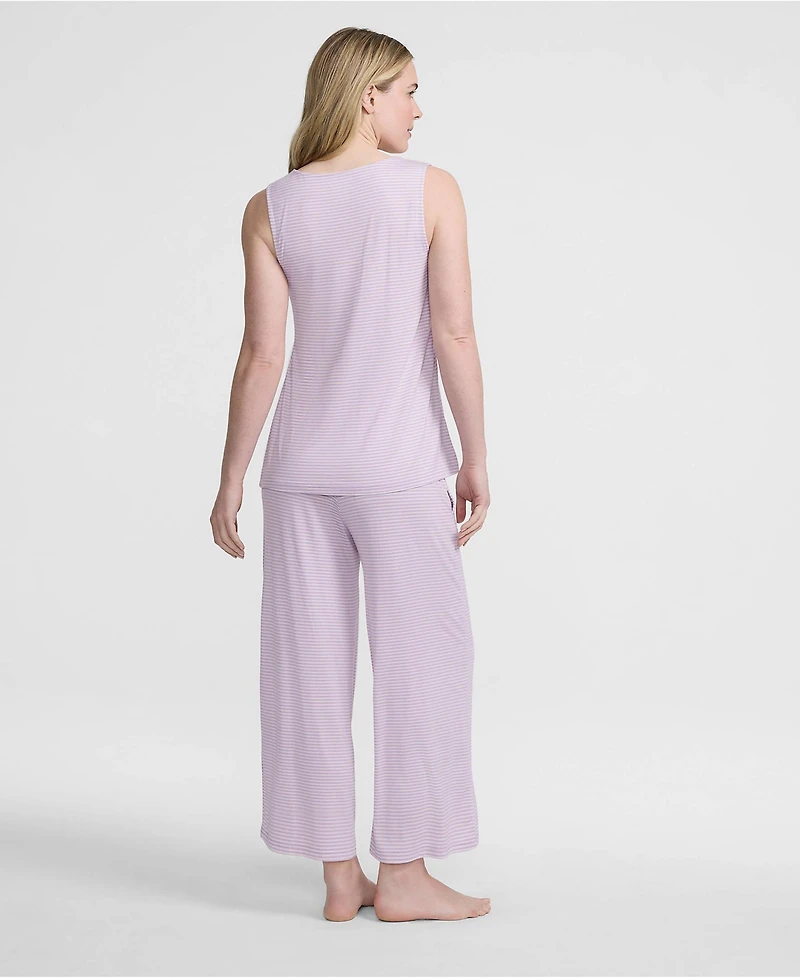 Lands' End Women's Cooling 3 Piece Pajama Set - Tank Crop and Robe