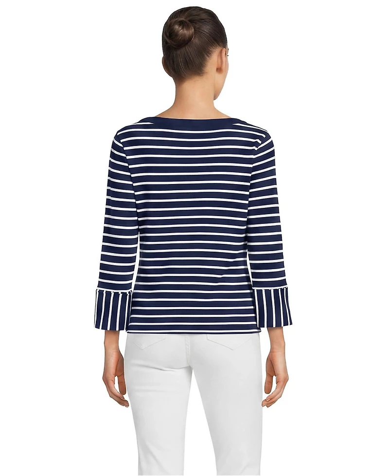 Lands' End Women's 3/4 Mariner Cuff Sleeve Boatneck