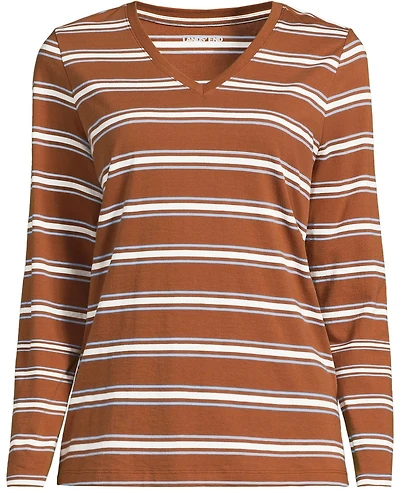 Lands' End Women's Tall Supima Cotton Long Sleeve V-Neck T-Shirt