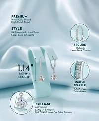 Rachel Glauber Brilliant Gold Plated Cz Heart Drop Hoop Earrings