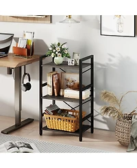 Costway 3-Tier Industrial Bookshelf, 16.5" Width Wooden Open Bookcase with Metal Frame