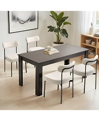 Slickblue Set of 2 Boucle Dining Chairs with Curved Back and Metal Legs