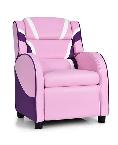 Gouun Kids Leather Recliner Chair with Adjustable Backrest and Side Pockets