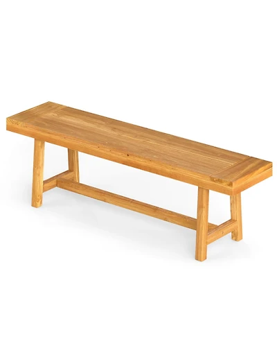 Costway 63 Inch Solid Wood Bench, Rustic Farmhouse Narrow Bench for up to 3 People