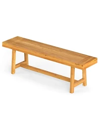 Costway 63 Inch Solid Wood Bench, Rustic Farmhouse Narrow Bench for up to 3 People