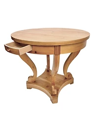 Flynama Farmhouse Round Side Table with Storage Drawers Small Dining Accent Table