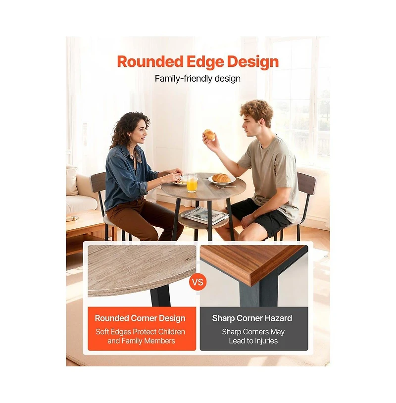 Slickblue 3-Piece Light Bar Table Set with 2 Stools Round Pub Table