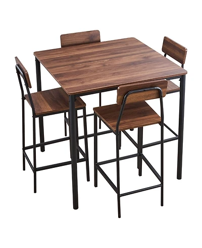 Slickblue 35 Inch Square Bar Table Set with 4 Stools for Kitchen and Dining