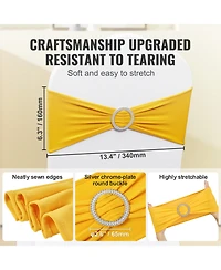 Sugift 50 Pieces Stretch Spandex Chair Sashes with Round Buckle Elastic Chair Bands for Wedding Party