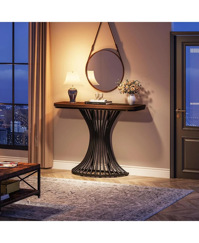 Tribesigns 39" Industrial Console Table with Geometric Base
