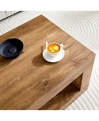 Flynama Modern 2-Tier Rectangular Coffee Table Mdf Storage Center Table